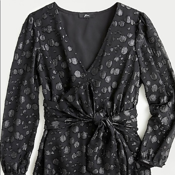 J. Crew Tie-waist V-neck Top Metallic Dot - NWT - Picture 4 of 4